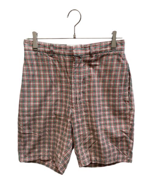 RRL（ダブルアールエル）RRL (ダブルアールエル) シンチバックチェックハーフパンツ レッド×グリーン サイズ:29の古着・服飾アイテム