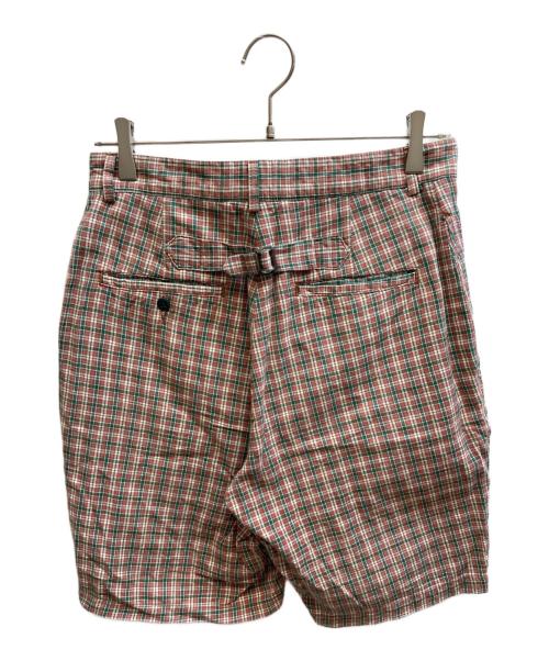 RRL（ダブルアールエル）RRL (ダブルアールエル) シンチバックチェックハーフパンツ レッド×グリーン サイズ:29の古着・服飾アイテム