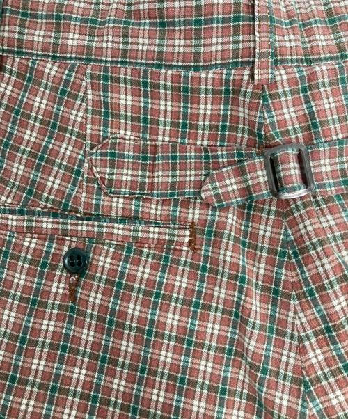 RRL（ダブルアールエル）RRL (ダブルアールエル) シンチバックチェックハーフパンツ レッド×グリーン サイズ:29の古着・服飾アイテム