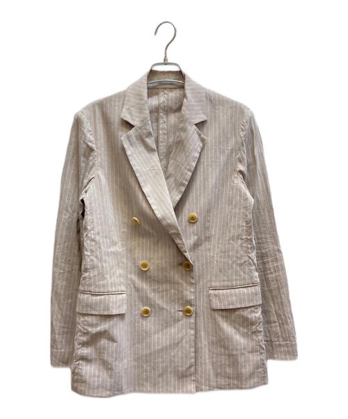 theory luxe（セオリーリュクス）theory luxe (セオリーリュクス) ダブル リネン ストライプジャケット / 41-2104120  ブラウン サイズ:40の古着・服飾アイテム