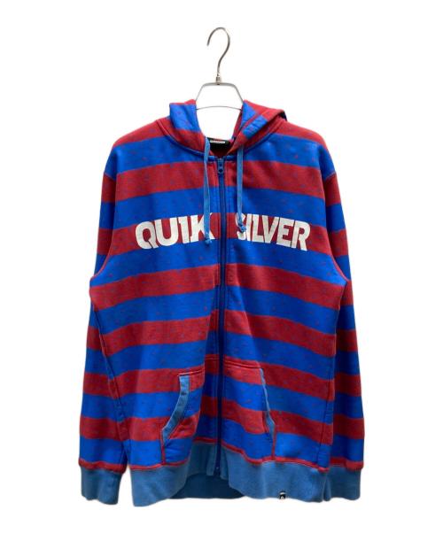 Quiksilver（クイックシルバー）Quiksilver (クイックシルバー) ロゴストライプパーカー / HQZP038 レッド×ブルー サイズ:Lの古着・服飾アイテム