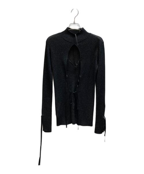 MAISON SPECIAL（メゾンスペシャル）MAISON SPECIAL (メゾンスペシャル) グリッタータートル ラメ リボン ニット - 21232366102 ブラック サイズ:Freeの古着・服飾アイテム