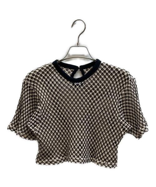 MAISON SPECIAL（メゾンスペシャル）MAISON SPECIAL (メゾンスペシャル) Double Mesh Short Length T-shirt - 21241415216 アイボリー×ブラック サイズ:FREEの古着・服飾アイテム