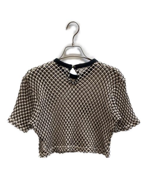 MAISON SPECIAL（メゾンスペシャル）MAISON SPECIAL (メゾンスペシャル) Double Mesh Short Length T-shirt - 21241415216 アイボリー×ブラック サイズ:FREEの古着・服飾アイテム