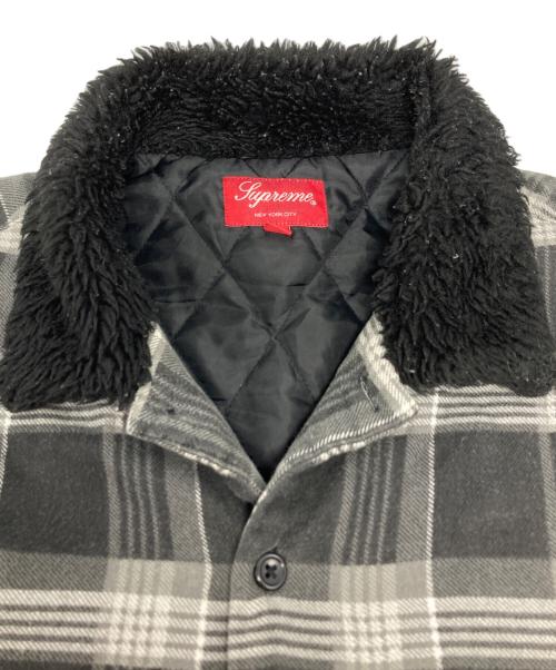 SUPREME（シュプリーム）Supreme (シュプリーム) Faux Fur Collar Flannel Shirt ブラック サイズ:Lの古着・服飾アイテム