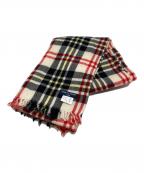 COMME des GARCONS HOMMEコムデギャルソン オム）の古着「タータンチェックウールマフラー/HB-K402」｜レッド