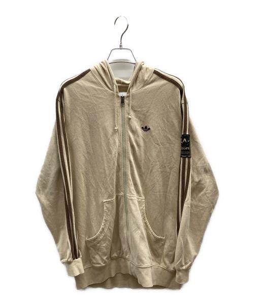 adidas（アディダス）adidas (アディダス) フーデッドトラックジャケット / AGC005 ベージュ×ブラウン サイズ:Lの古着・服飾アイテム