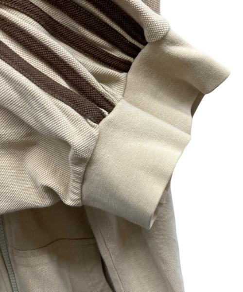 adidas（アディダス）adidas (アディダス) フーデッドトラックジャケット / AGC005 ベージュ×ブラウン サイズ:Lの古着・服飾アイテム