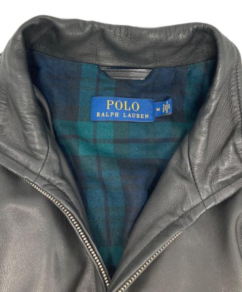 POLO RALPH LAUREN（ポロ・ラルフローレン）POLO RALPH LAUREN (ポロ・ラルフローレン) ポニー刺繍スタンドカラーレザージャケット ブラック サイズ:Mの古着・服飾アイテム