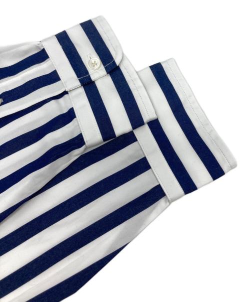 POLO RALPH LAUREN（ポロ・ラルフローレン）POLO RALPH LAUREN (ポロ・ラルフローレン) ベルテッド ストライプド コットン シャツドレス ワンピース ネイビー サイズ:4 未使用品の古着・服飾アイテム