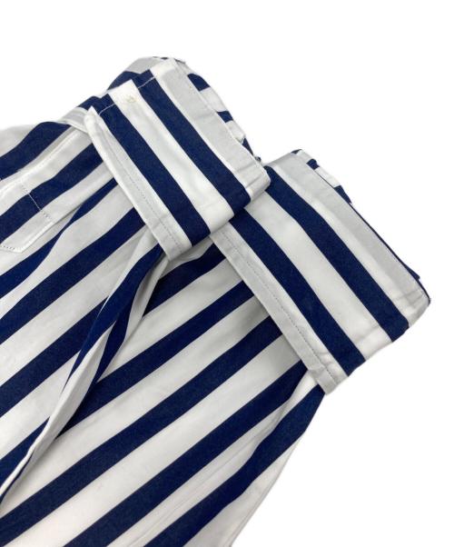 POLO RALPH LAUREN（ポロ・ラルフローレン）POLO RALPH LAUREN (ポロ・ラルフローレン) ベルテッド ストライプド コットン シャツドレス ワンピース ネイビー サイズ:4 未使用品の古着・服飾アイテム