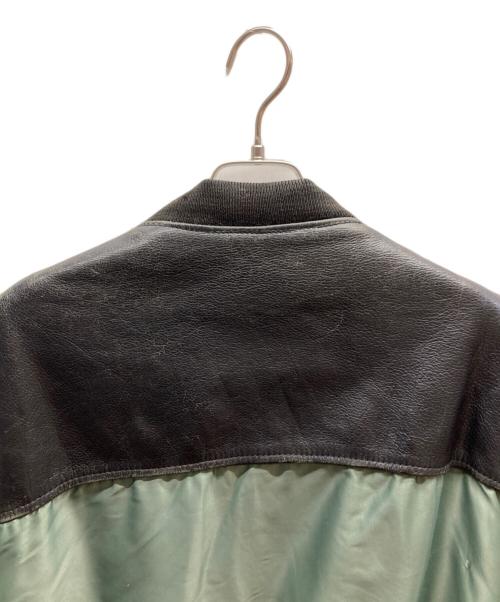 HELSTON'S（ヘルストンズ）HELSTON'S (ヘルストンズ) レザーナイロン切替ジャケット グリーン×ブラック サイズ:4の古着・服飾アイテム