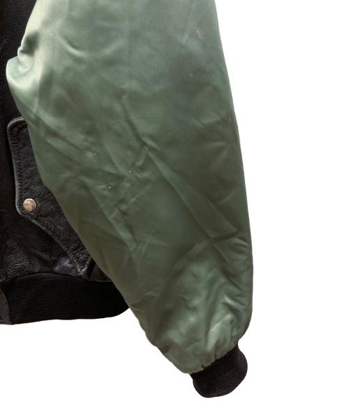 HELSTON'S（ヘルストンズ）HELSTON'S (ヘルストンズ) レザーナイロン切替ジャケット グリーン×ブラック サイズ:4の古着・服飾アイテム