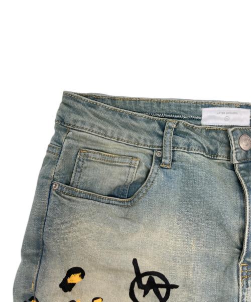 LIFTED ANCHORS（リフテッドアンカーズ）LIFTED ANCHORS (リフテッドアンカーズ) グラフィックペイントデニムパンツ インディゴ サイズ:34の古着・服飾アイテム