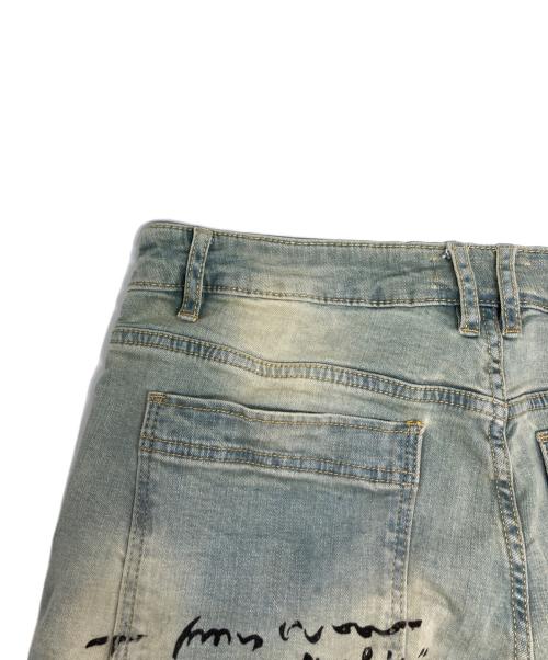 LIFTED ANCHORS（リフテッドアンカーズ）LIFTED ANCHORS (リフテッドアンカーズ) グラフィックペイントデニムパンツ インディゴ サイズ:34の古着・服飾アイテム