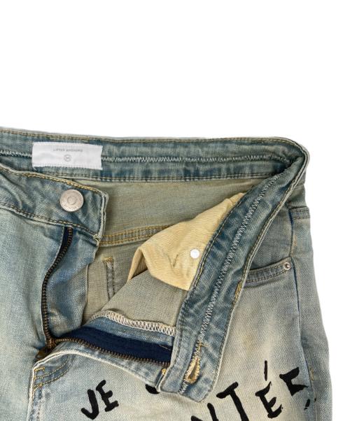 LIFTED ANCHORS（リフテッドアンカーズ）LIFTED ANCHORS (リフテッドアンカーズ) グラフィックペイントデニムパンツ インディゴ サイズ:34の古着・服飾アイテム