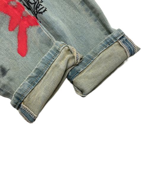 LIFTED ANCHORS（リフテッドアンカーズ）LIFTED ANCHORS (リフテッドアンカーズ) グラフィックペイントデニムパンツ インディゴ サイズ:34の古着・服飾アイテム