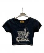 Hysteric Glamourヒステリックグラマー）の古着「SMOKING GIRL チビTシャツ/01241CT22」｜ブラック