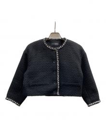 styling/（スタイリング）の古着「ツイードミニ丈ジャケット/16WFJ224066」｜ブラック