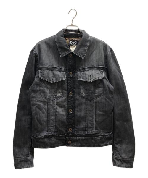 DOLCE & GABBANA（ドルチェ＆ガッバーナ）DOLCE & GABBANA (ドルチェ＆ガッバーナ) レザー切替ジャケット ブラック サイズ:30/44の古着・服飾アイテム