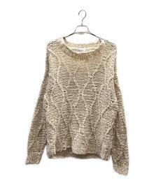 UNUSED（アンユーズド）の古着「Gourd pattern hand-knitted crewneck sweater」｜ホワイト