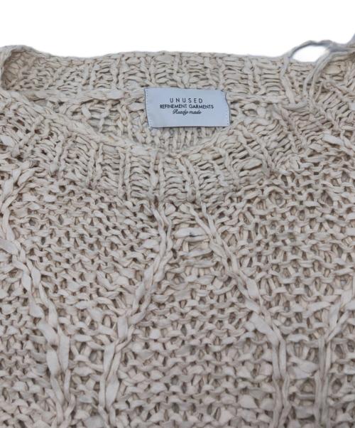 UNUSED（アンユーズド）UNUSED (アンユーズド) Gourd pattern hand-knitted crewneck sweater ホワイト サイズ:3の古着・服飾アイテム