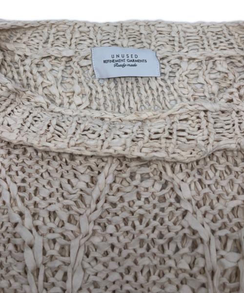 UNUSED（アンユーズド）UNUSED (アンユーズド) Gourd pattern hand-knitted crewneck sweater ホワイト サイズ:3の古着・服飾アイテム