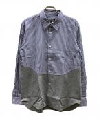 COMME des GARCONS HOMME DEUXコムデギャルソン オム ドゥ）の古着「切り替えストライプシャツ/DR-B030」｜ネイビー