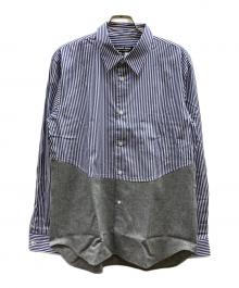 COMME des GARCONS HOMME DEUX（コムデギャルソン オム ドゥ）の古着「切り替えストライプシャツ/DR-B030」｜ネイビー