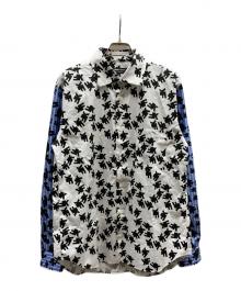COMME des GARCONS HOMME DEUX（コムデギャルソン オム ドゥ）の古着「袖切り替え柄シャツ/DR-B041」｜ブラック×ホワイト×ブルー