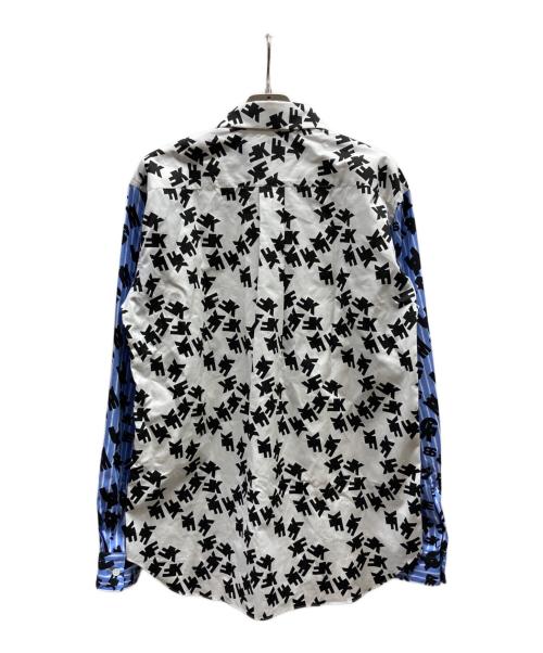 COMME des GARCONS HOMME DEUX（コムデギャルソン オム ドゥ）COMME des GARCONS HOMME DEUX (コムデギャルソン オム ドゥ) 袖切り替え柄シャツ/DR-B041 ブラック×ホワイト×ブルー サイズ:Mの古着・服飾アイテム