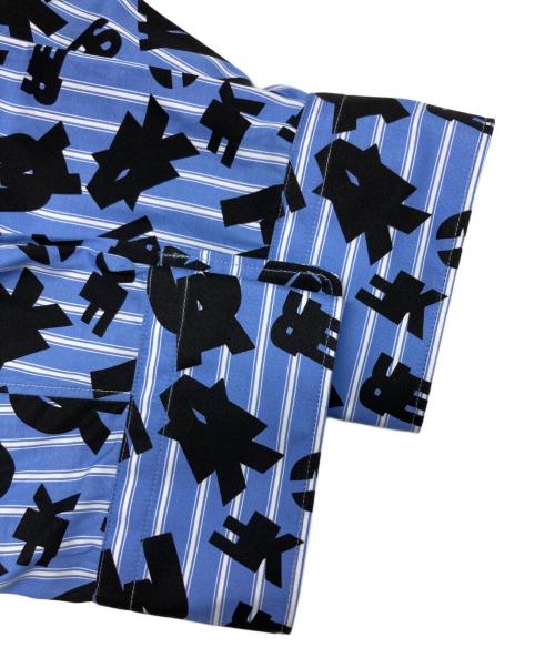 COMME des GARCONS HOMME DEUX（コムデギャルソン オム ドゥ）COMME des GARCONS HOMME DEUX (コムデギャルソン オム ドゥ) 袖切り替え柄シャツ/DR-B041 ブラック×ホワイト×ブルー サイズ:Mの古着・服飾アイテム