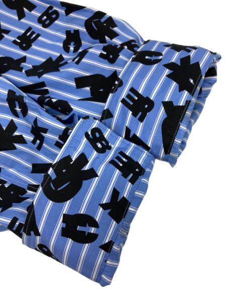 COMME des GARCONS HOMME DEUX（コムデギャルソン オム ドゥ）COMME des GARCONS HOMME DEUX (コムデギャルソン オム ドゥ) 袖切り替え柄シャツ/DR-B041 ブラック×ホワイト×ブルー サイズ:Mの古着・服飾アイテム