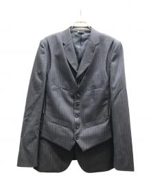 COMME des GARCONS HOMME DEUX（コムデギャルソン オム ドゥ）の古着「ドビーストライプ柄ウールジャケット/DR-J044」｜グレー