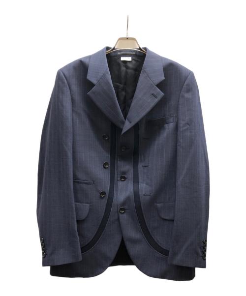 COMME des GARCONS HOMME DEUX（コムデギャルソン オム ドゥ）COMME des GARCONS HOMME DEUX (コムデギャルソン オム ドゥ) ウールストライプデザインジャケット/DR-J033 ネイビー サイズ:Mの古着・服飾アイテム