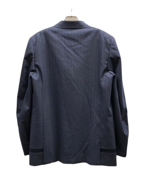COMME des GARCONS HOMME DEUX（コムデギャルソン オム ドゥ）COMME des GARCONS HOMME DEUX (コムデギャルソン オム ドゥ) ウールストライプデザインジャケット/DR-J033 ネイビー サイズ:Mの古着・服飾アイテム