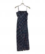 MAISON SPECIALメゾンスペシャル）の古着「Button Slit Checkered Camisole Maxidresses/21242265301」｜ネイビー
