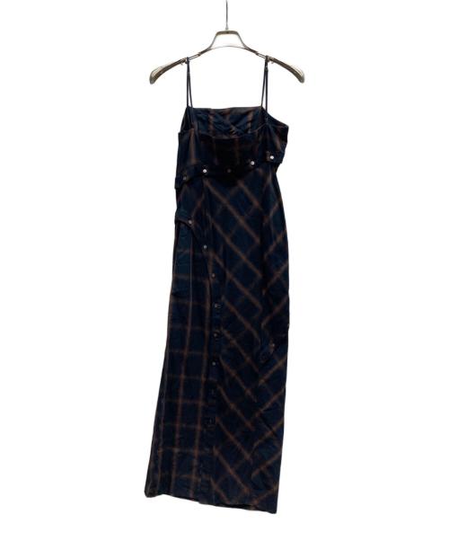 MAISON SPECIAL（メゾンスペシャル）MAISON SPECIAL (メゾンスペシャル) Button Slit Checkered Camisole Maxidresses/21242265301 ネイビー サイズ:36の古着・服飾アイテム