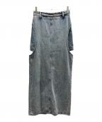 CLANEクラネ）の古着「CIRCLE CUT LAYERED DENIM SKIRT/16109-6192」｜ブルー