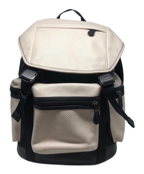 COACH（コーチ）COACH (コーチ) パーフォレイテッド バックパック / F57477 ブラック×ベージュの古着・服飾アイテム