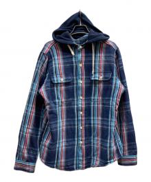 POLO RALPH LAUREN（ポロ・ラルフローレン）の古着「フード付ネルシャツ」｜ネイビー