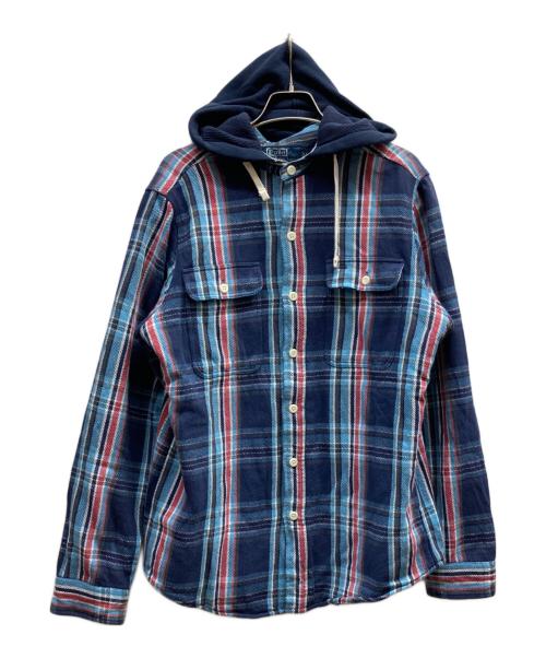 POLO RALPH LAUREN（ポロ・ラルフローレン）POLO RALPH LAUREN (ポロ・ラルフローレン) フード付ネルシャツ ネイビー サイズ:Mの古着・服飾アイテム