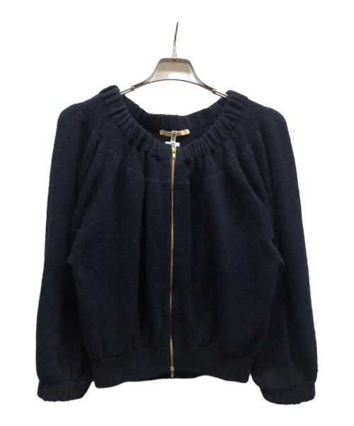 Curensology（カレンソロジー）Curensology (カレンソロジー) ブークレニットジップアップカーディガン/CL506076ER ネイビー サイズ:FREEの古着・服飾アイテム