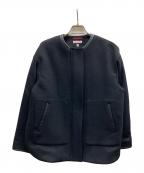 DRESSTERIORドレステリア）の古着「【ウール混】レザー調パイピングブルゾン/085-49512」｜ブラック