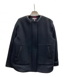 DRESSTERIOR（ドレステリア）の古着「【ウール混】レザー調パイピングブルゾン/085-49512」｜ブラック