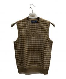 POLO RALPH LAUREN（ポロ・ラルフローレン）の古着「Check cotton cashmere sweater vest」｜ベージュ