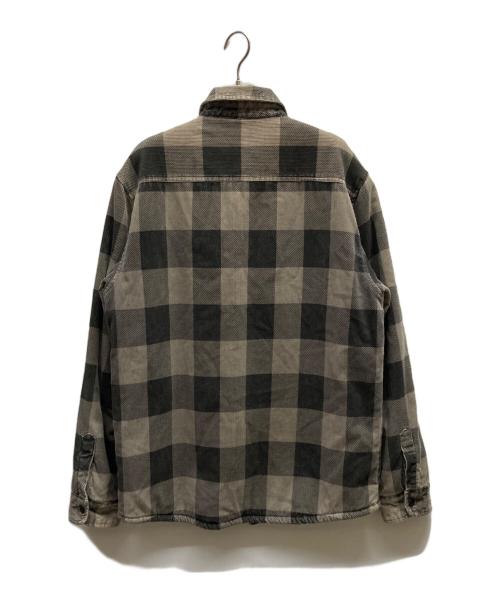 stussy（ステューシー）stussy (ステューシー) 裏ボアチェックジャケット ホワイト×ブラック サイズ:Lの古着・服飾アイテム
