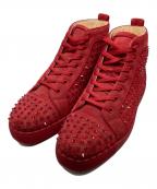 Christian Louboutinクリスチャン・ルブタン）の古着「スパイクスタッズスエードハイカットスニーカー」｜レッド