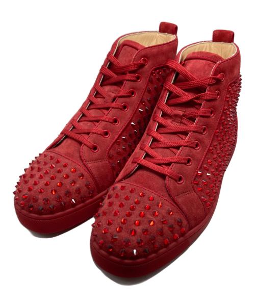 Christian Louboutin（クリスチャン・ルブタン）Christian Louboutin (クリスチャン・ルブタン) スパイクスタッズスエードハイカットスニーカー レッド サイズ:42の古着・服飾アイテム
