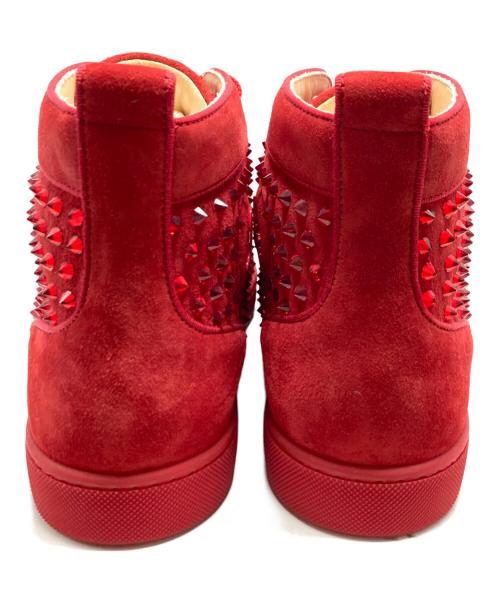 Christian Louboutin（クリスチャン・ルブタン）Christian Louboutin (クリスチャン・ルブタン) スパイクスタッズスエードハイカットスニーカー レッド サイズ:42の古着・服飾アイテム